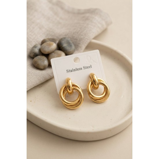 316L Çelik Gold Renk Halka Model Küpe TJ-BKP12023