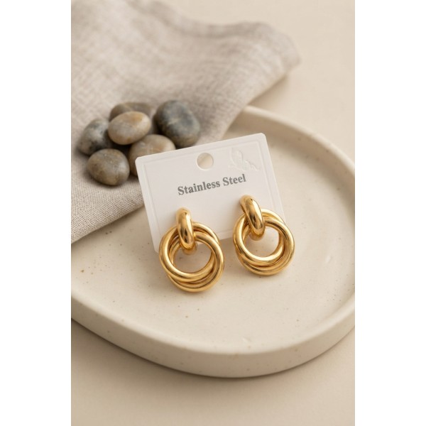 316L Çelik Gold Renk Halka Model Küpe TJ-BKP12023