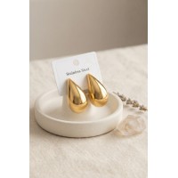 316L Çelik Gold Renk Damla Model Küpe TJ-BKP12025