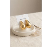 316L Çelik Gold Renk Damla Model Küpe TJ-BKP12025