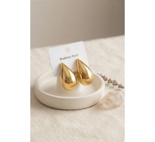316L Çelik Gold Renk Damla Model Küpe TJ-BKP12025