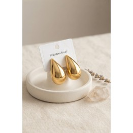 316L Çelik Gold Renk Damla Model Küpe TJ-BKP12025