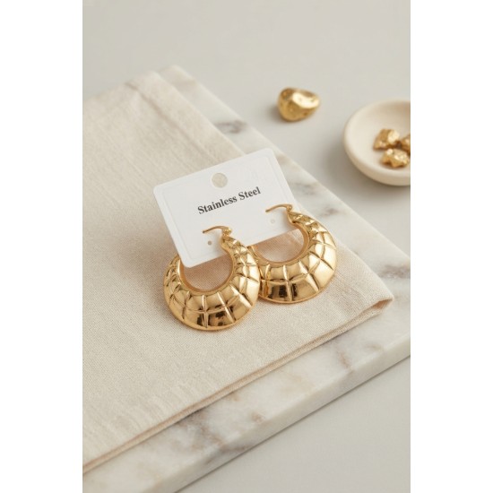 316L Çelik Gold Renk Bohem Halka Model Küpe TJ-BKP12027