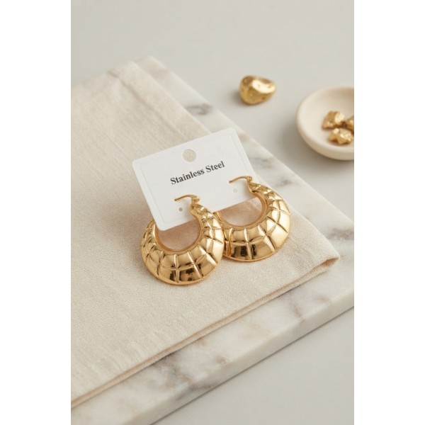 316L Çelik Gold Renk Bohem Halka Model Küpe TJ-BKP12027