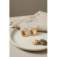 316L Çelik Gold Renk Kare Bombe Model Küpe TJ-BKP12029