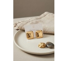 316L Çelik Gold Renk Kare Bombe Model Küpe TJ-BKP12029