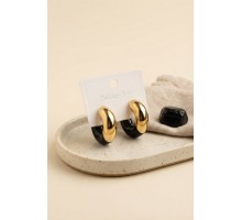 316L Çelik Gold Renk Siyah Halka Model Kadın Küpe TJ-BKP12033