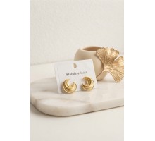 316L Çelik Gold Renk Ay Model Kadın Küpe TJ-BKP12035