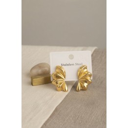 316L Çelik Gold Renk Vintage 3D Dalgalı Model Küpe TJ-BKP12038