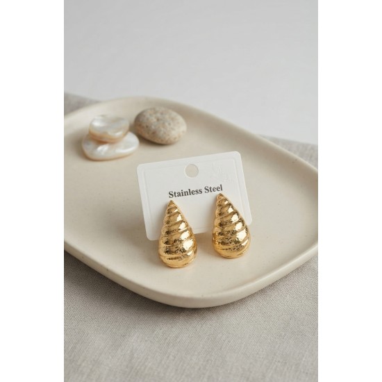 316L Çelik Gold Renk Vintage Damla Model Küpe TJ-BKP12039