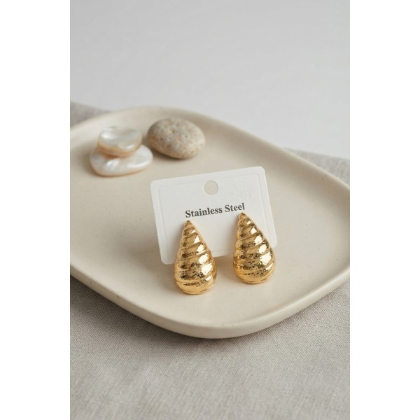 316L Çelik Gold Renk Vintage Damla Model Küpe TJ-BKP12039