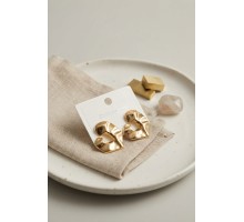 316L Çelik Gold Renk Organik Dokulu Asimetrik Tasarım Damla Model Küpe TJ-BKP12040