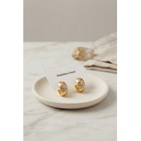 316L Çelik Gold Renk Kalın Halka Tasarım Model Küpe TJ-BKP12042