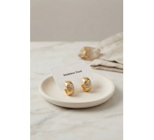316L Çelik Gold Renk Kalın Halka Tasarım Model Küpe TJ-BKP12042