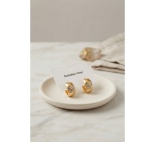 316L Çelik Gold Renk Kalın Halka Tasarım Model Küpe TJ-BKP12042