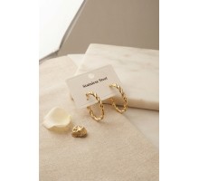 316L Çelik Gold Renk Kıvrımlı Halka Tasarım Model Küpe TJ-BKP12043