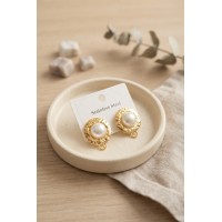 316L Çelik Gold Renk İncili Model Küpe TJ-BKP12046