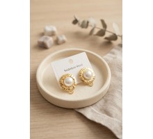 316L Çelik Gold Renk İncili Model Küpe TJ-BKP12046
