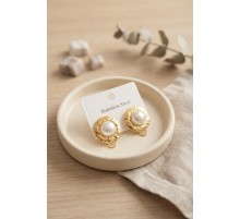 316L Çelik Gold Renk İncili Model Küpe TJ-BKP12046