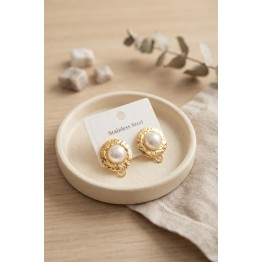 316L Çelik Gold Renk İncili Model Küpe TJ-BKP12046