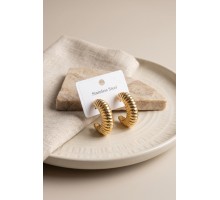 316L Çelik Gold Renk Bombeli Kroasan Model Küpe TJ-BKP12047