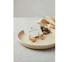 316L Çelik Gold Renk Kıvrımlı Halka Model Küpe TJ-BKP12048