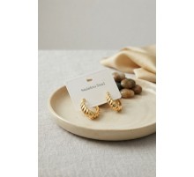 316L Çelik Gold Renk Kıvrımlı Halka Model Küpe TJ-BKP12048
