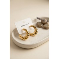 316L Çelik Gold Renk Retro Model Kalın Gövdeli Küpe TJ-BKP12049