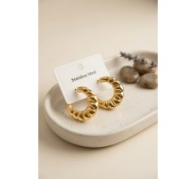 316L Çelik Gold Renk Retro Model Kalın Gövdeli Küpe TJ-BKP12049