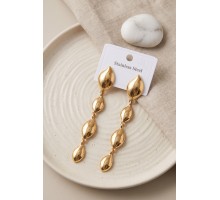 316L Çelik Gold Renk Yaprak Motifli Uzun Tasarım Küpe TJ-BKP12050