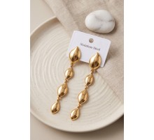 316L Çelik Gold Renk Yaprak Motifli Uzun Tasarım Küpe TJ-BKP12050