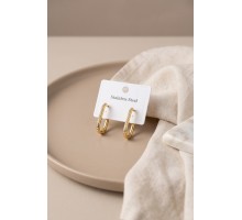 316L Çelik Gold Renk Zirkon Taşlı Kare Halka Küpe TJ-BKP12052