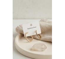 316L Çelik Gold Renk Zirkon Taşlı Halka Model Küpe TJ-BKP12056