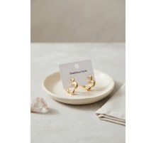 316L Çelik Gold Renk Çiçek Halka Model Küpe TJ-BKP12057