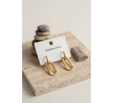 316L Gold Renk Tırtıklı Ataç Form Tasarım Küpe TJ-BKP12062