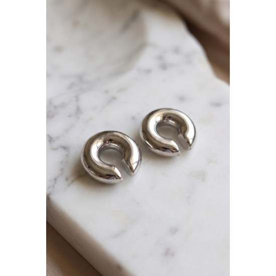 316L Çelik Gümüş Renk Çiftli Earcuff Küpe TJ-BKP12063