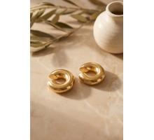 316L Çelik Gold Renk Çiftli Earcuff Küpe TJ-BKP12064
