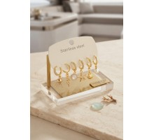 316L Çelik Gold Renk Deniz Konspeti Küpe Seti TJ-BKP12066