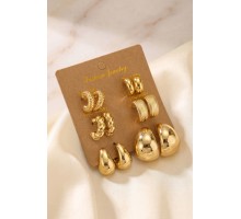 Gold Renk Metalik Kaplamalı 6 Çift CCB Küpe Seti TJ-BKP12096