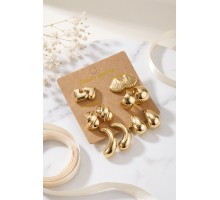Metalik Kaplama Gold Renk CCB 6 Çift Kadın Küpe Seti TJ-BKP12098