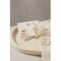 Gold Renk Zirkon Taşlı Saçak Model Vintage Kadın Küpe TJ-BKP12110