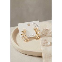 Gold Renk Zirkon Taşlı Saçak Model Vintage Kadın Küpe TJ-BKP12110