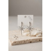 Gümüş Renk Kutup Yıldızı Model Zirkon Taşlı Kadın Küpe TJ-BKP12111