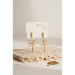 Gold Renk Kutup Yıldızı Model Zirkon Taşlı Kadın Küpe TJ-BKP12112