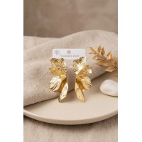 316L Çelik Gold Renk Lotus Yaprak Model Kadın Küpe TJ-BKP12154