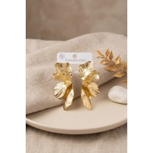 316L Çelik Gold Renk Lotus Yaprak Model Kadın Küpe TJ-BKP12154