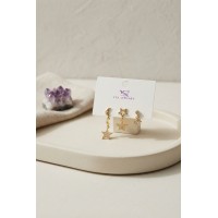 Pirinç Gold Renk Ay ve Yıldız Gece Model Kadın Küpe Seti TJ-BKP12181
