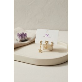 Pirinç Gold Renk Ay ve Yıldız Gece Model Kadın Küpe Seti TJ-BKP12181