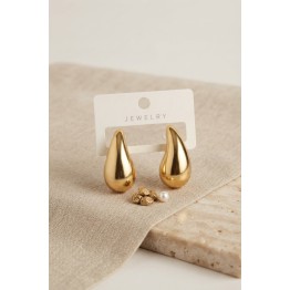 Gold Renk Damla Küpe 30 mm TJ-BKP12198