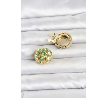 Yeşil Zirkon Taşlı Düğme veya Manşet Broşu TJ-BR484